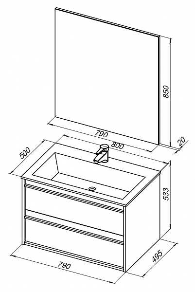 Мебель для ванной Aquanet Lino 80 дуб веллингтон , изображение 7