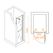 Душевая дверь RGW Passage PA-103 60 см профиль хром, стекло матовое , изображение 2