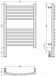 Фото Полотенцесушитель электрический Сунержа Богема 3.0 выгнутая 60х40 L без покрытия