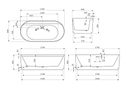 Акриловая ванна Abber AB9444MW 170x80 , изображение 6