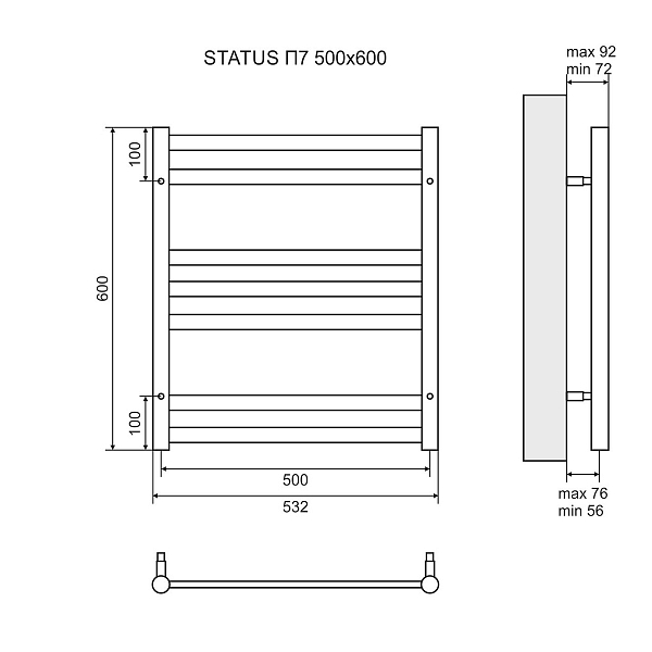 Полотенцесушитель электрический Lemark Status П7 50x60 , изображение 4