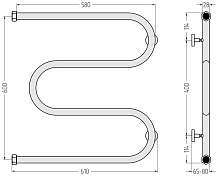 Полотенцесушитель водяной Сунержа М-образный+ 60х60 без покрытия , изображение 5