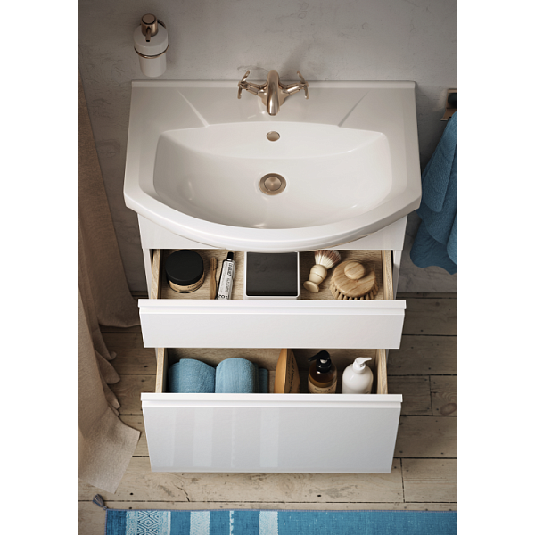 Тумба с раковиной Aqwella Rodos 65 белая, напольная , изображение 5