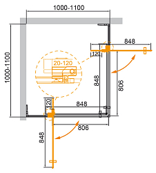 Фото Душевой уголок Cezares Slider SLIDER-A-2-100/110-BR-GM
