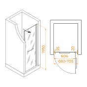 Душевая дверь RGW Passage PA-103В 70 см профиль черный, стекло матовое , изображение 2