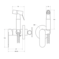 Фото Гигиенический душ Cezares Stylus DIF-01 со смесителем, с внутренней частью