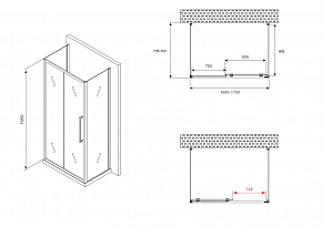 Фото Душевой уголок Abber Schwarzer Diamant AG30170MH-S75M-S75M 170x75