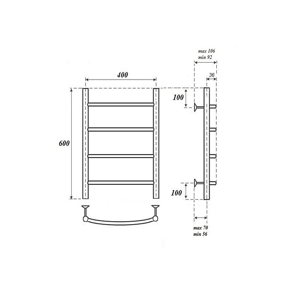 Полотенцесушитель электрический Point Афина П4 60х40 хром , изображение 4