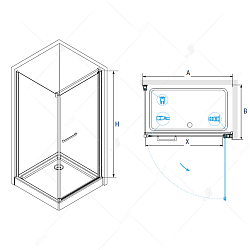 Фото Душевой уголок RGW Passage PA-48 (PA-03 + Z-050-1 + держатель) 70х60