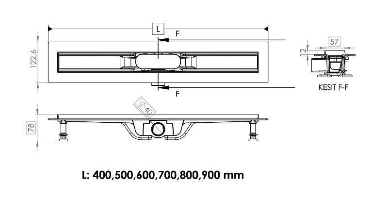 Душевой лоток Timo Smart SM-PG60-LS40(DRY) с решеткой 60 см , изображение 7