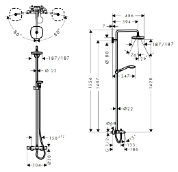 Фото Душевая стойка Hansgrohe Croma Select S 27351400