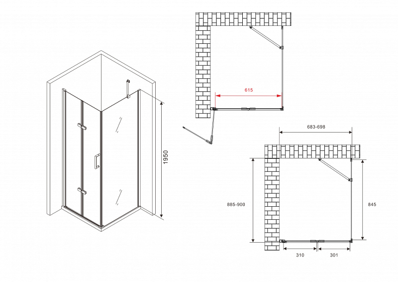 Душевой уголок Abber Zart AG08070P-S91 90x70 , изображение 3