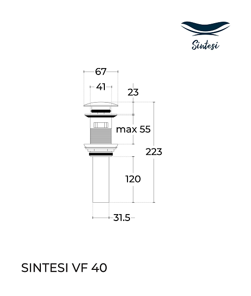 Донный клапан Sintesi VF-40 для раковины , изображение 3