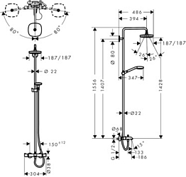 Фото Душевая стойка Hansgrohe Croma Select E 27352400