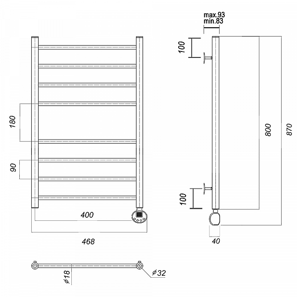 Полотенцесушитель электрический Domoterm Медея 40х80 R , изображение 4