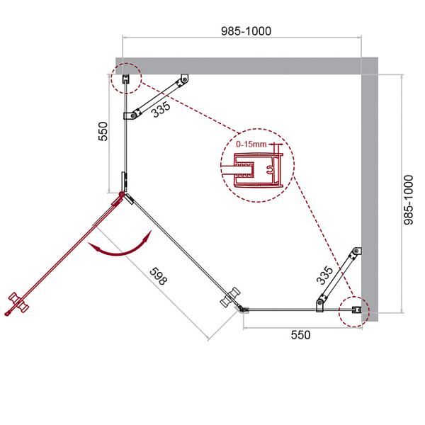 Душевой уголок BelBagno Kraft P-1-100-C-Cr-L , изображение 8