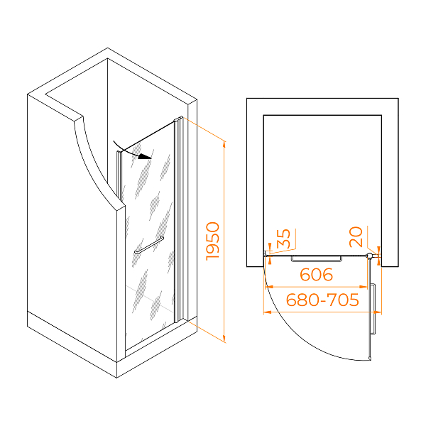 Душевая дверь RGW Passage PA-103 70 см профиль хром, стекло матовое , изображение 2