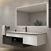 Тумба с раковиной Black&White Gravity AV703.1800 180 белый/серый , изображение 4