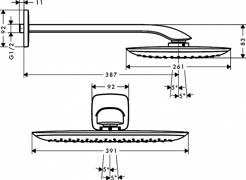 Верхний душ Hansgrohe PuraVida 27437000 , изображение 3