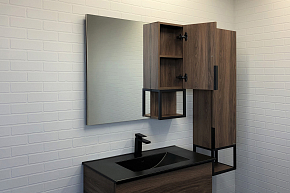 Фото Зеркало-шкаф Comforty Равенна Лофт 90 дуб темно-коричневый