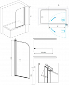 Шторка на ванну RGW Screens SC-09B 60х150 профиль черный , изображение 6