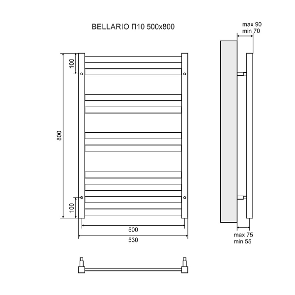 Полотенцесушитель электрический Lemark Bellario П10 50x80, хром , изображение 4