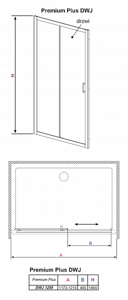 Душевая дверь в нишу Radaway Premium Plus DWJ 120 стекло фабрик , изображение 10