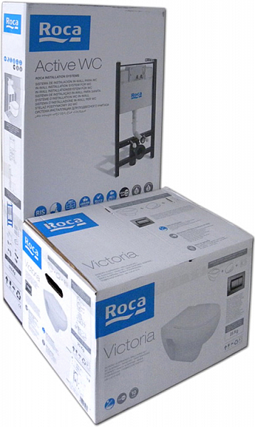 Комплект Roca Victoria Pack 893100000 подвесной унитаз + инсталляция + кнопка + сиденье , изображение 2