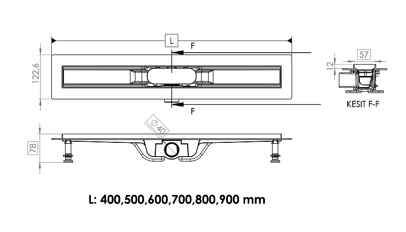 Душевой лоток Timo Smart Plus Strip SMP-SG90-LS40(DRY) с решеткой 90 см, изображение 2