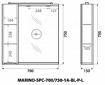 Зеркало-шкаф BelBagno Marino SPC-700/750-1A-BL-P-L левый , изображение 14