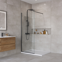 Фото Душевая перегородка BelBagno Kraft L-1-70-C-NERO