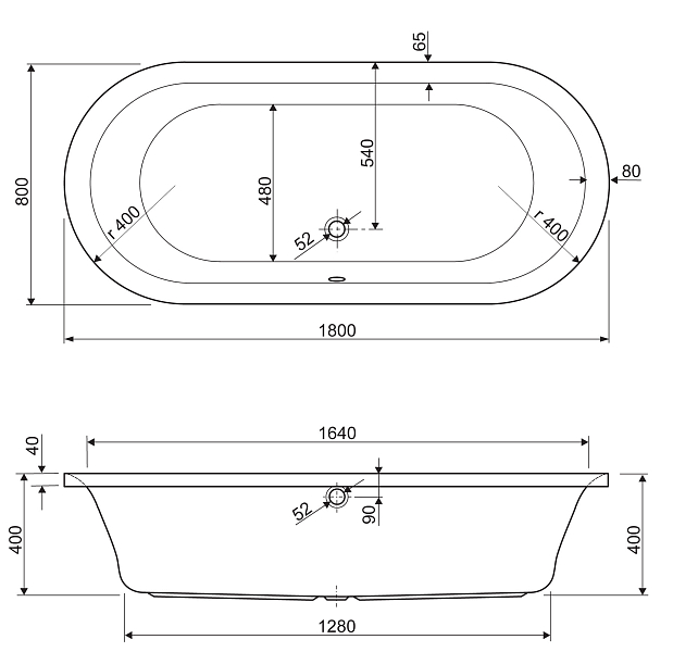 Акриловая ванна Cezares Metauro METAURO-Central-180-80-40-W-MATT 180x80 , изображение 5