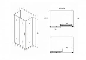 Фото Душевой уголок Abber Schwarzer Diamant AG30160B-S90B-S90B 160x90