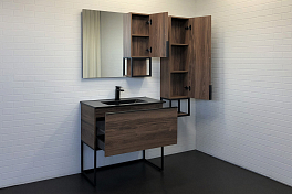 Зеркало-шкаф Comforty Равенна Лофт 90 дуб темно-коричневый , изображение 7