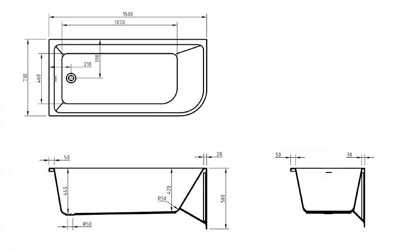 Акриловая ванна BelBagno BB712-1500-730-L 150x75 , изображение 7