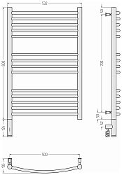 Фото Полотенцесушитель электрический Сунержа Богема 3.0 выгнутая 80х50 L без покрытия