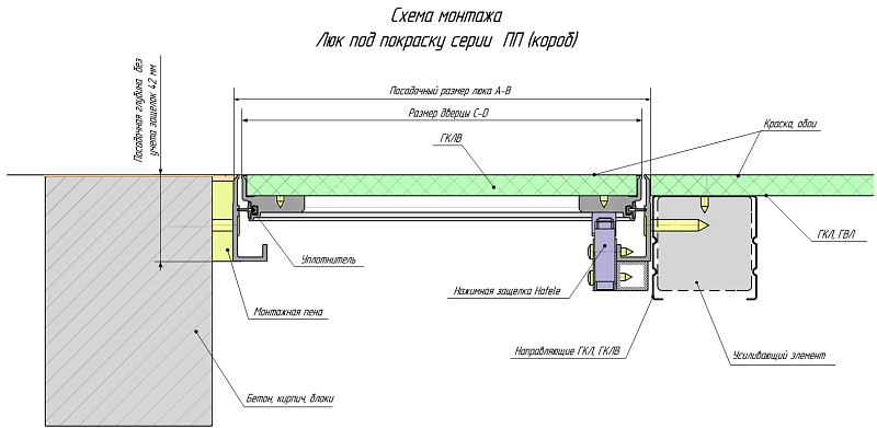 Ревизионный люк Lyuker ПП 60x40, настенный , изображение 7