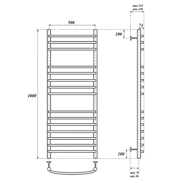 Полотенцесушитель электрический Point Альфа П15 100х50 хром , изображение 4