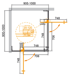 Фото Душевой уголок Cezares Slider SLIDER-A-2-90/100-GRIGIO-BORO