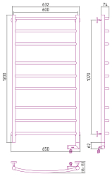 Фото Полотенцесушитель электрический Сунержа Галант 2.0 120х60 R белый матовый